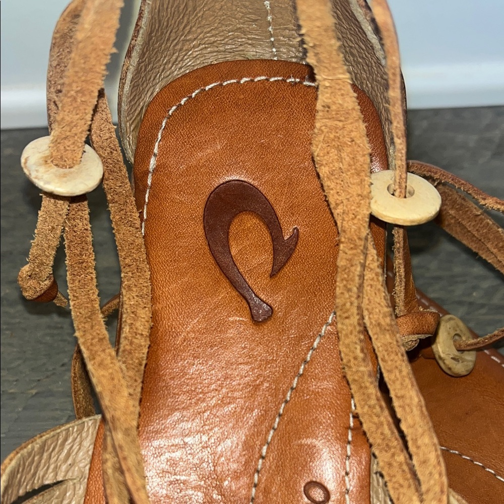 Olukai Hikina Brown Leather Sandals size women’s 5 - Picture 3 of 9